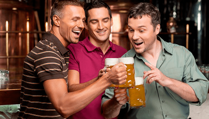 a group of friends with beer